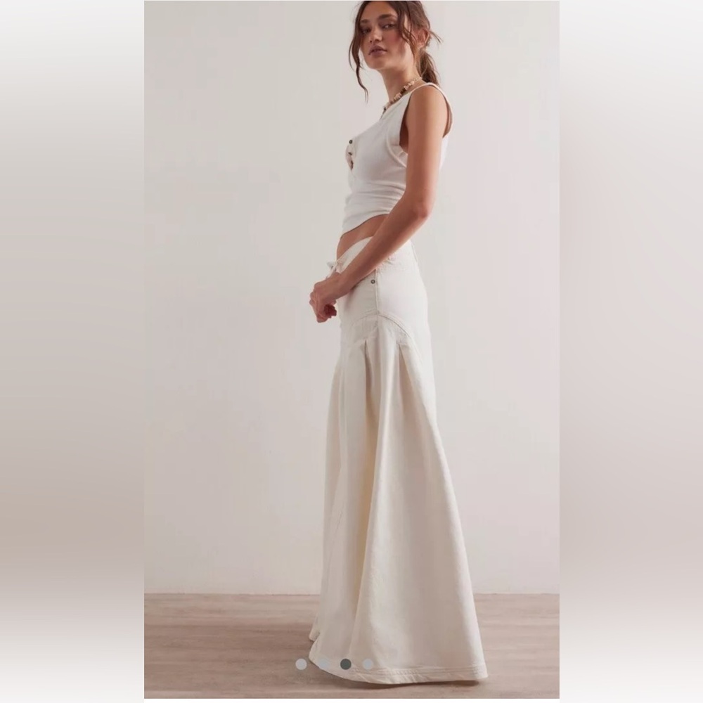 Free People Pandora Wide Leg Jeans We The Free Pleated Front Pockets Heavenly - Picture 3 of 7